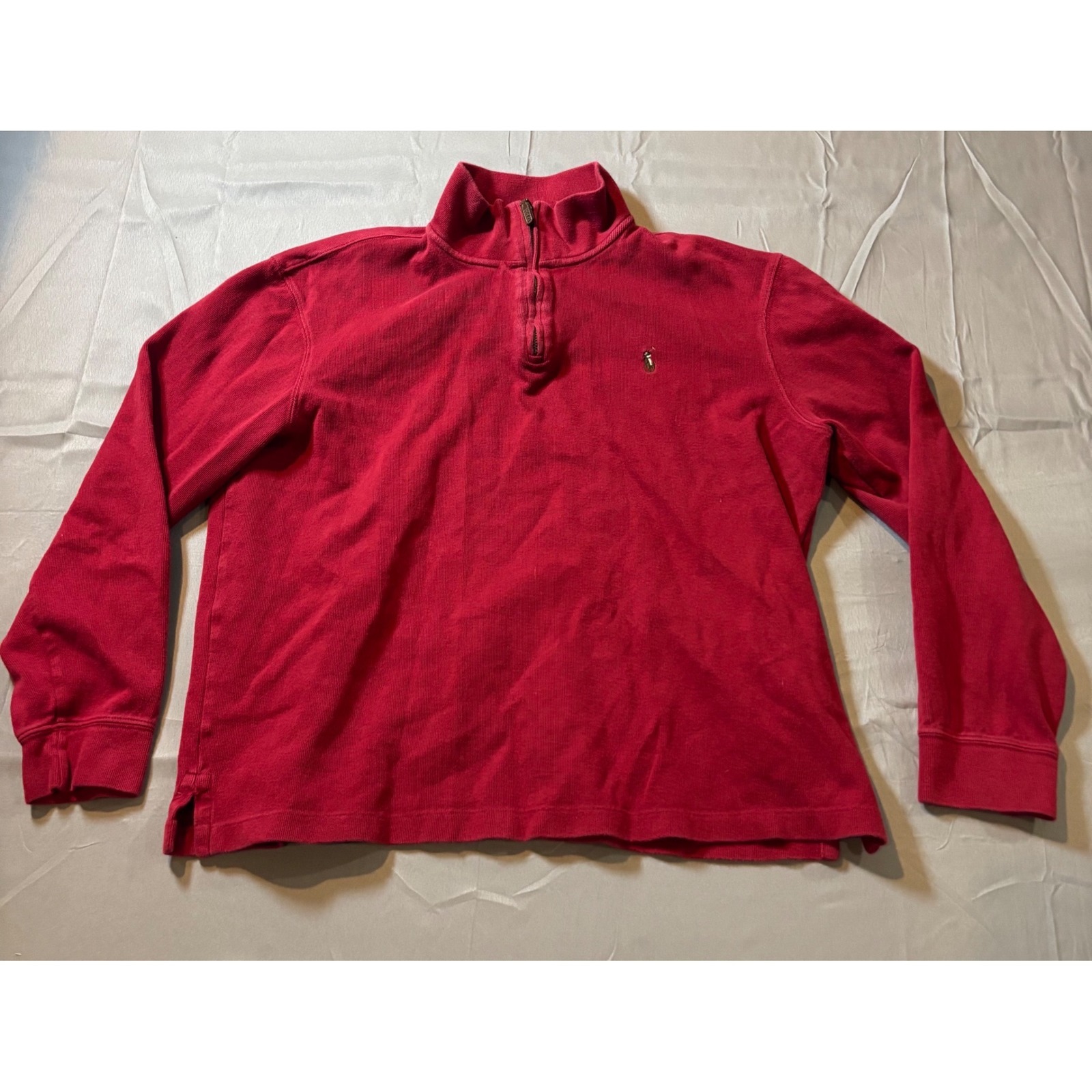 Polo Ralph Lauren Estate Rib Quarter Zip Pullover Red Mens Large